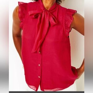 Lilly Pulitzer Maddi cotton silk tie top blouse XL